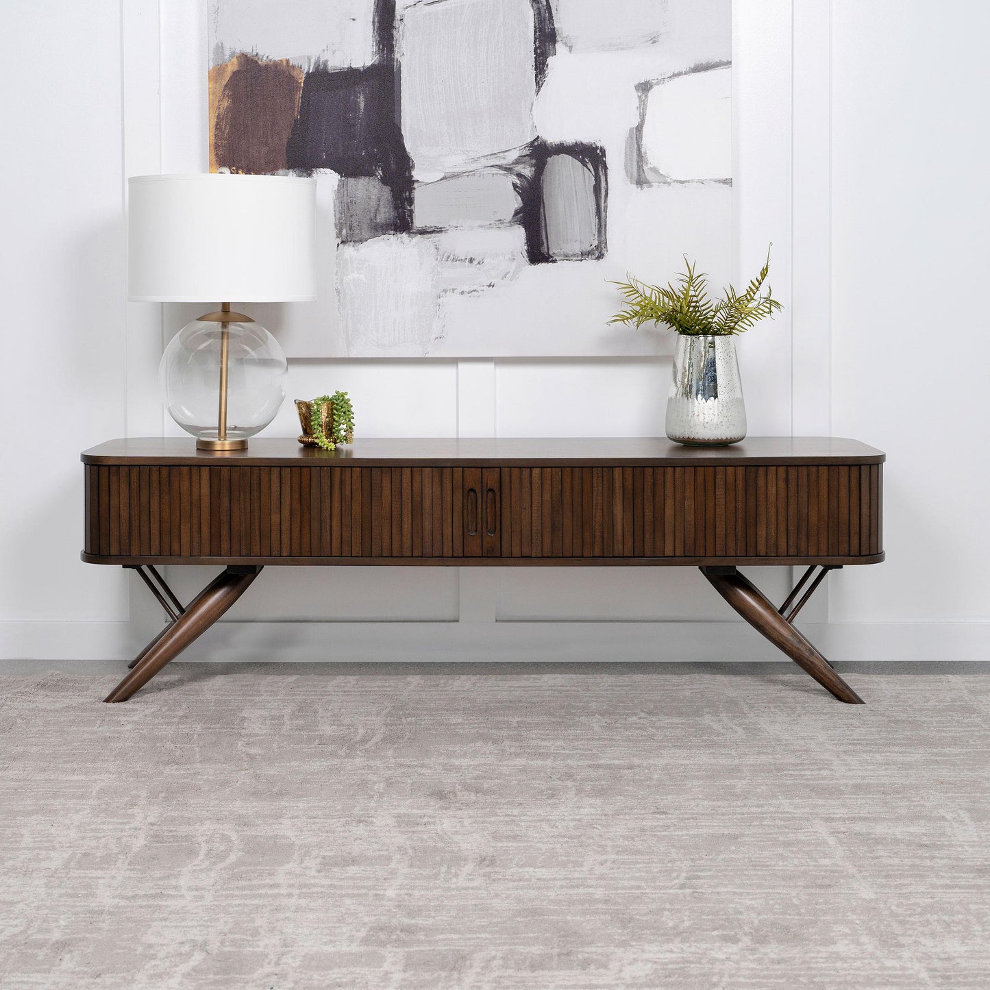 Coaster Furniture Valna 701713 Wood 71" TV Stand with Sliding Doors - Walnut IMAGE 3