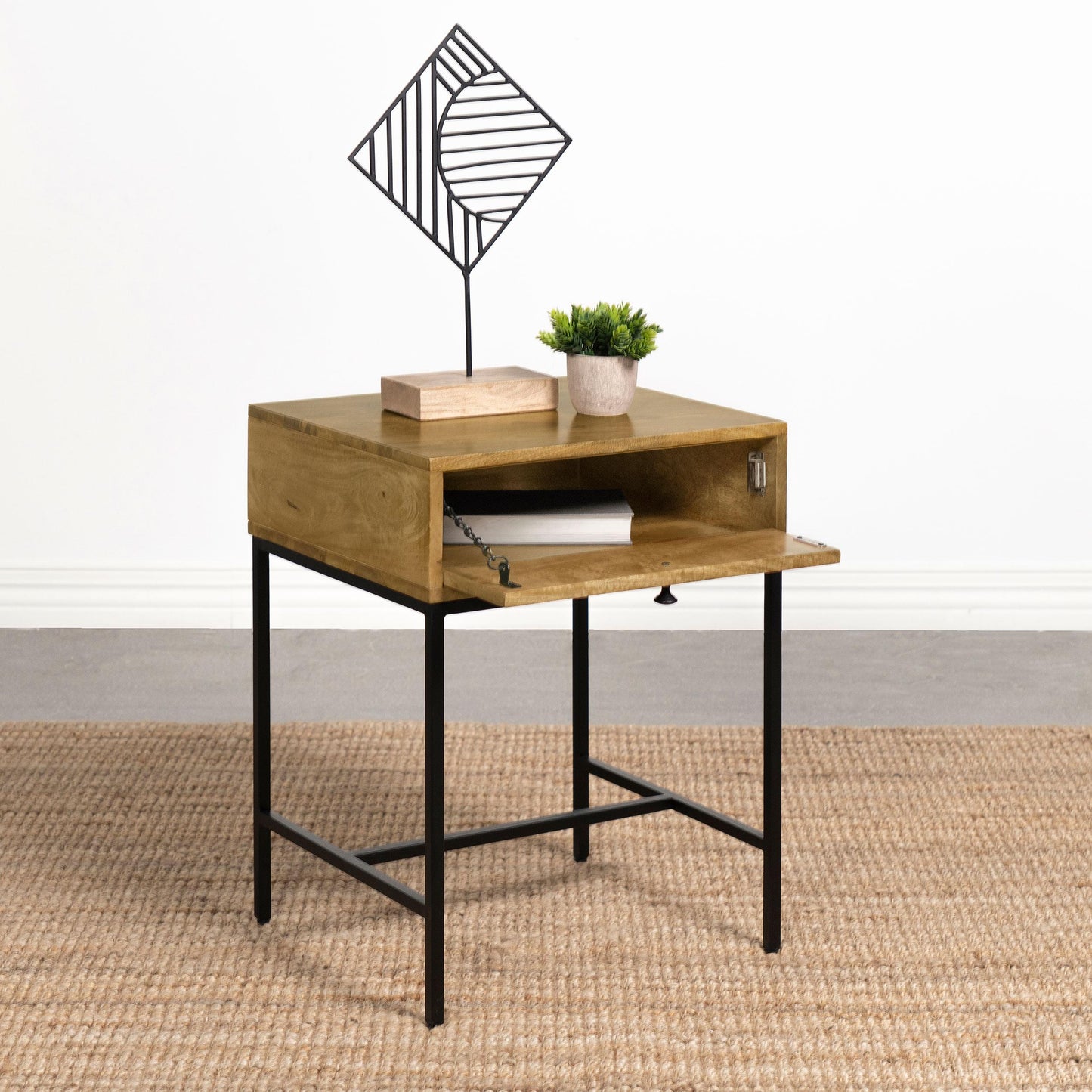 Coaster Furniture Stephie 704697 Rectangular Side End Table with Storage - Honey Brown IMAGE 3