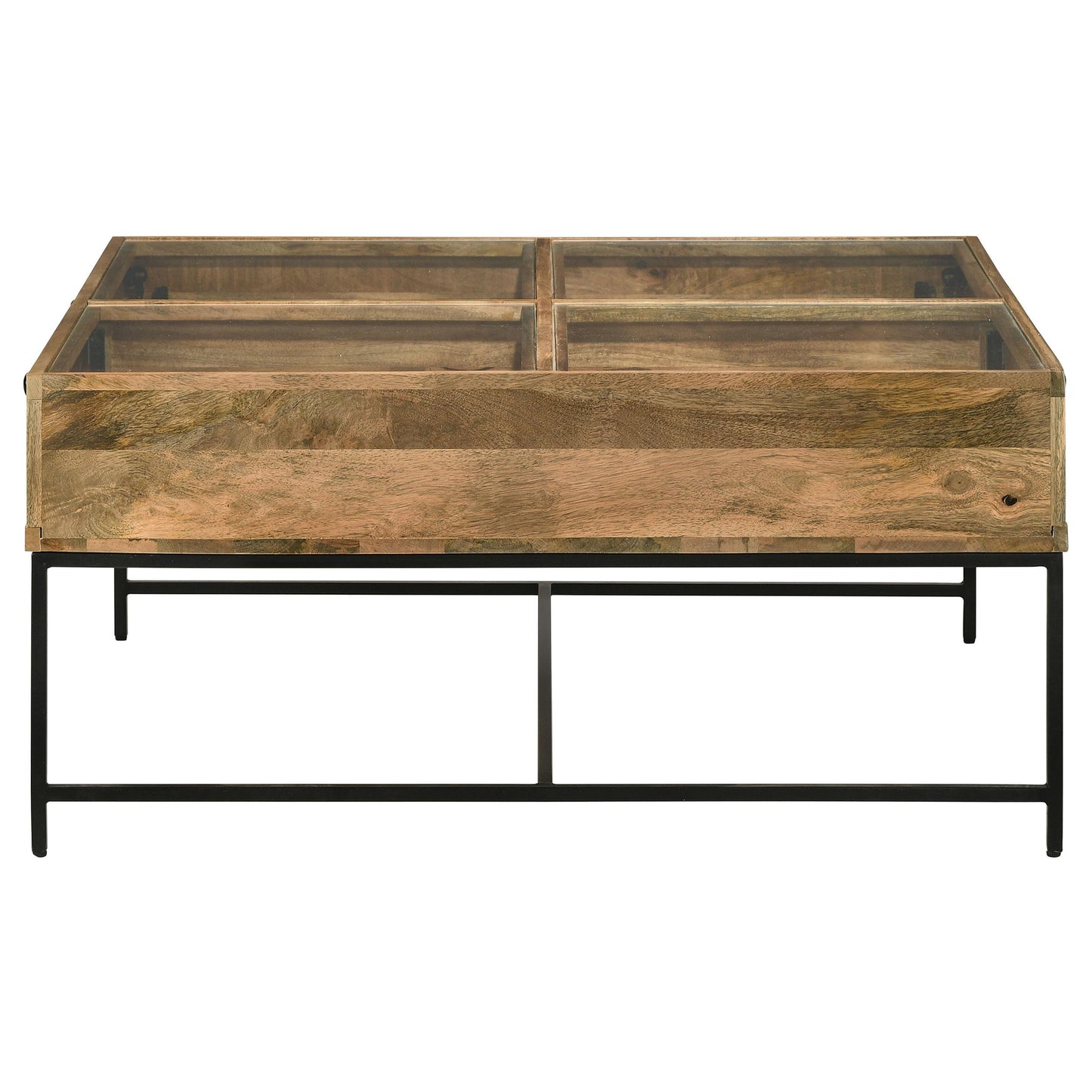Coaster Furniture Stephie 704698 4-Drawer Square Glass Top Coffee Table - Honey Brown IMAGE 6