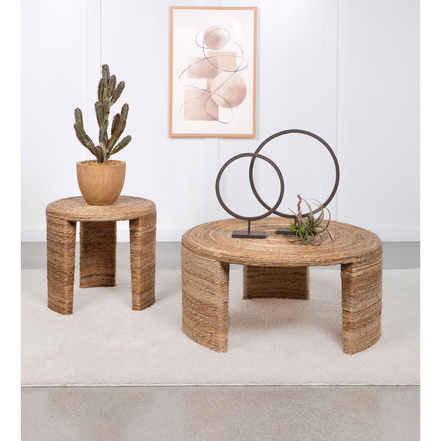 Coaster Furniture Artina 708507 Woven Rattan Round Side End Table - Natural Brown IMAGE 4