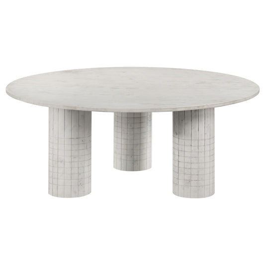 Coaster Furniture Astoria 709668 Round Genuine Marble Coffee Table - White IMAGE 1