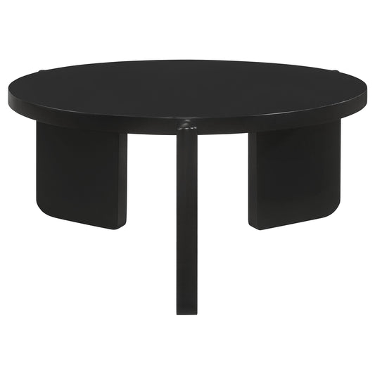 Coaster Furniture Cordova 709678 Round Solid Wood Coffee Table - Black IMAGE 1