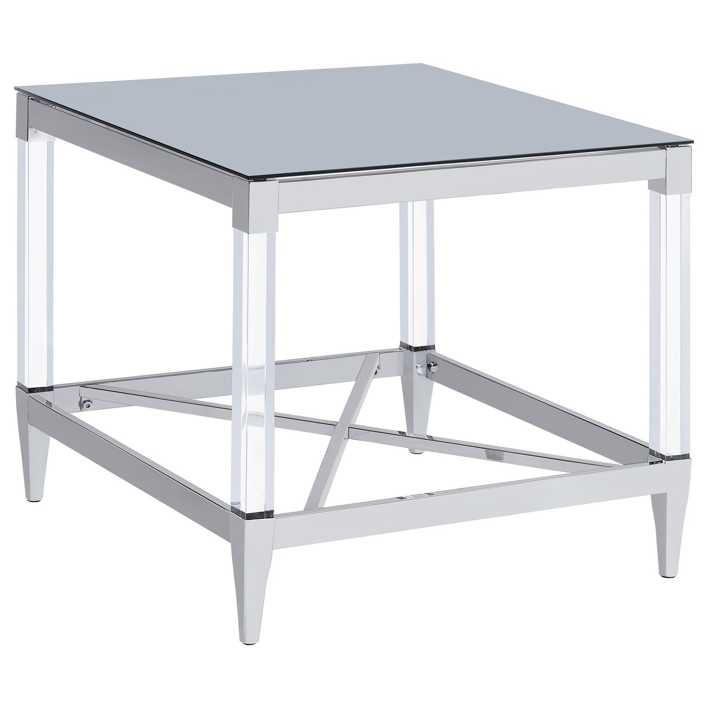 Coaster Furniture Lindley 709727 Square Tempered Mirror Acrylic Side End Table - Chrome IMAGE 1