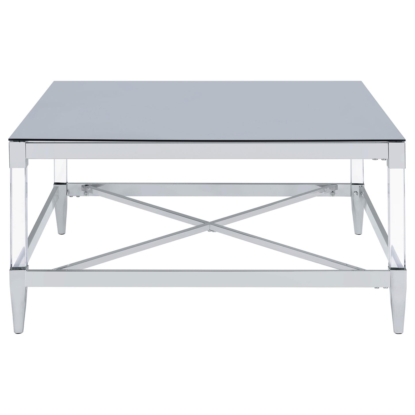 Coaster Furniture Lindley 709728 Square Tempered Mirror Acrylic Coffee Table - Chrome IMAGE 2