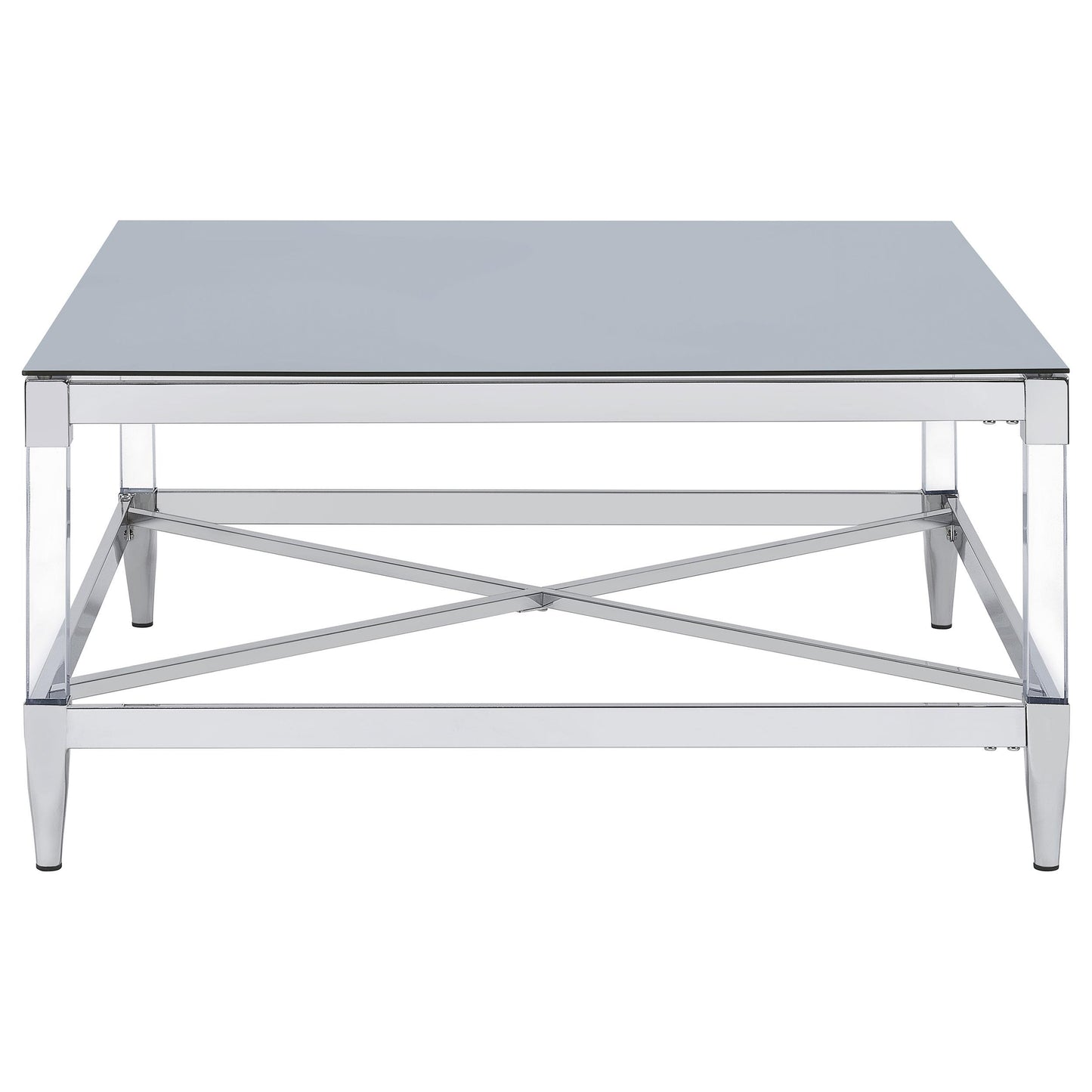 Coaster Furniture Lindley 709728 Square Tempered Mirror Acrylic Coffee Table - Chrome IMAGE 4