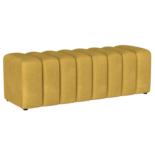 Coaster Furniture Summer 910292 Fabric Upholstered Tufted Accent Bench - Mustard Yellow IMAGE 1