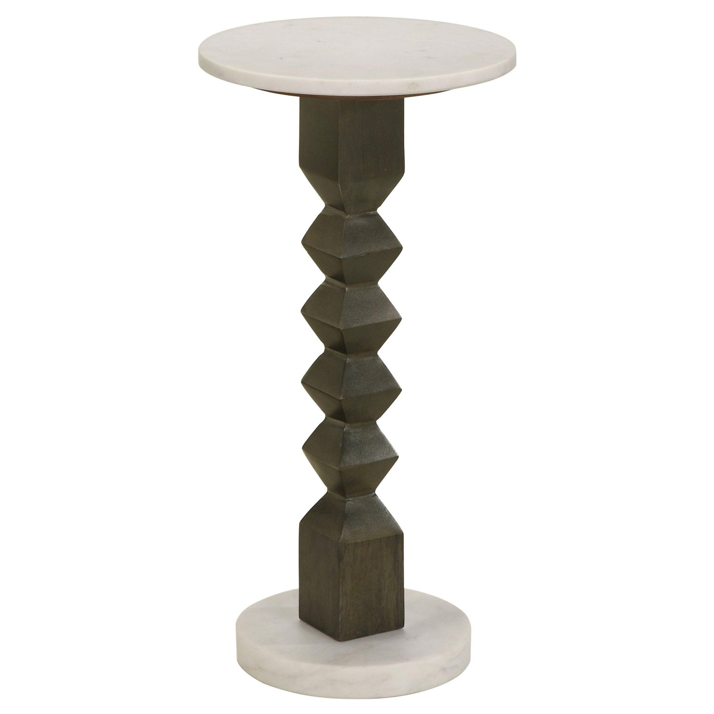 Coaster Furniture Colette 930190 Round Marble Top Side Table - White and Dark Grey IMAGE 1