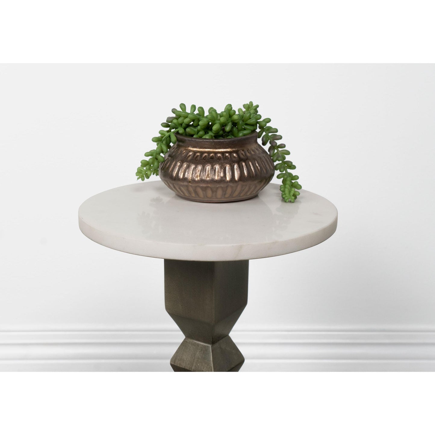 Coaster Furniture Colette 930190 Round Marble Top Side Table - White and Dark Grey IMAGE 4