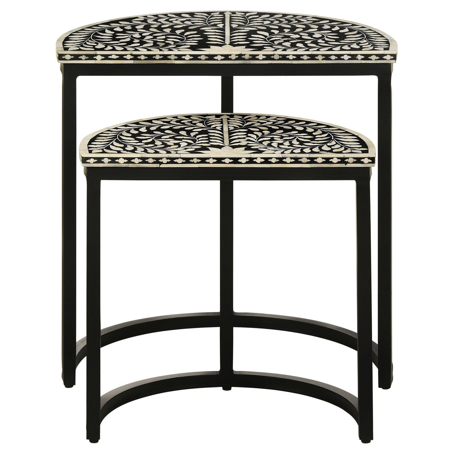 Coaster Furniture Zakiya 930195 2-piece Demilune Nesting Table Set - Black and White IMAGE 4