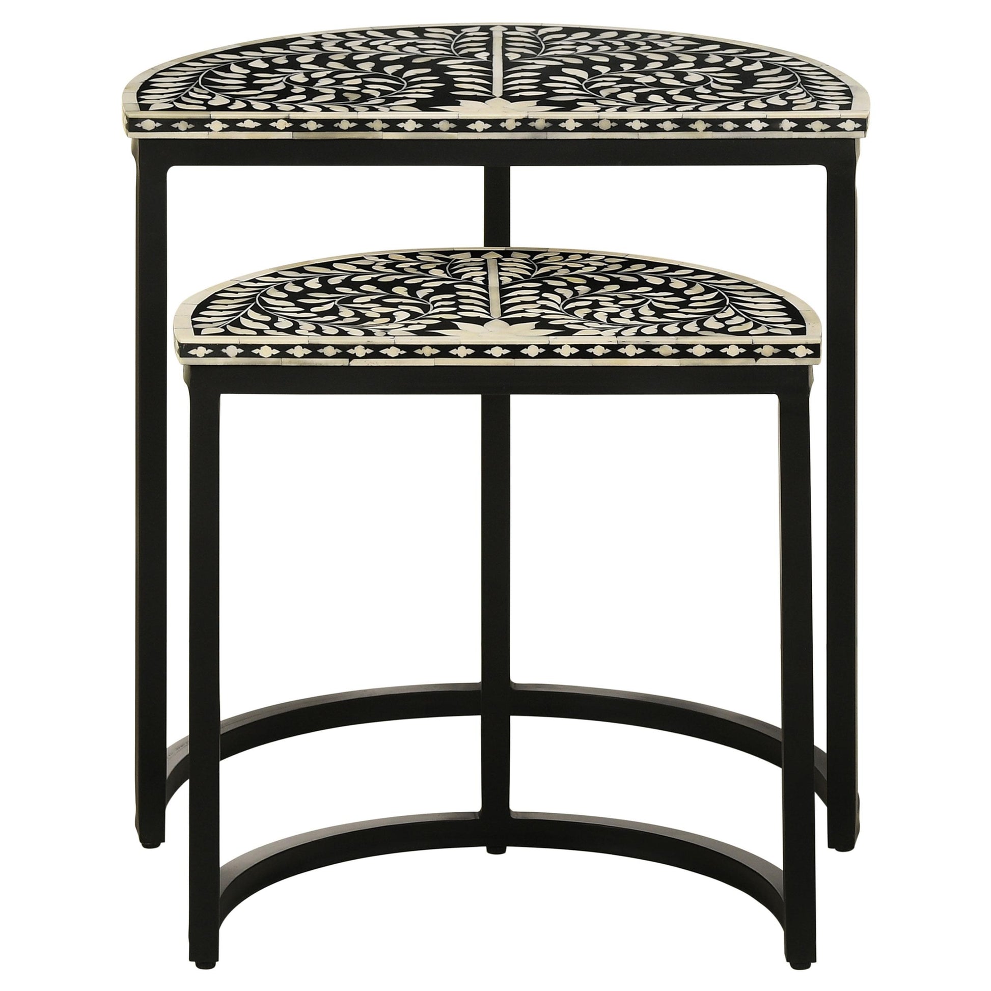 Coaster Furniture Zakiya 930195 2-piece Demilune Nesting Table Set - Black and White IMAGE 4