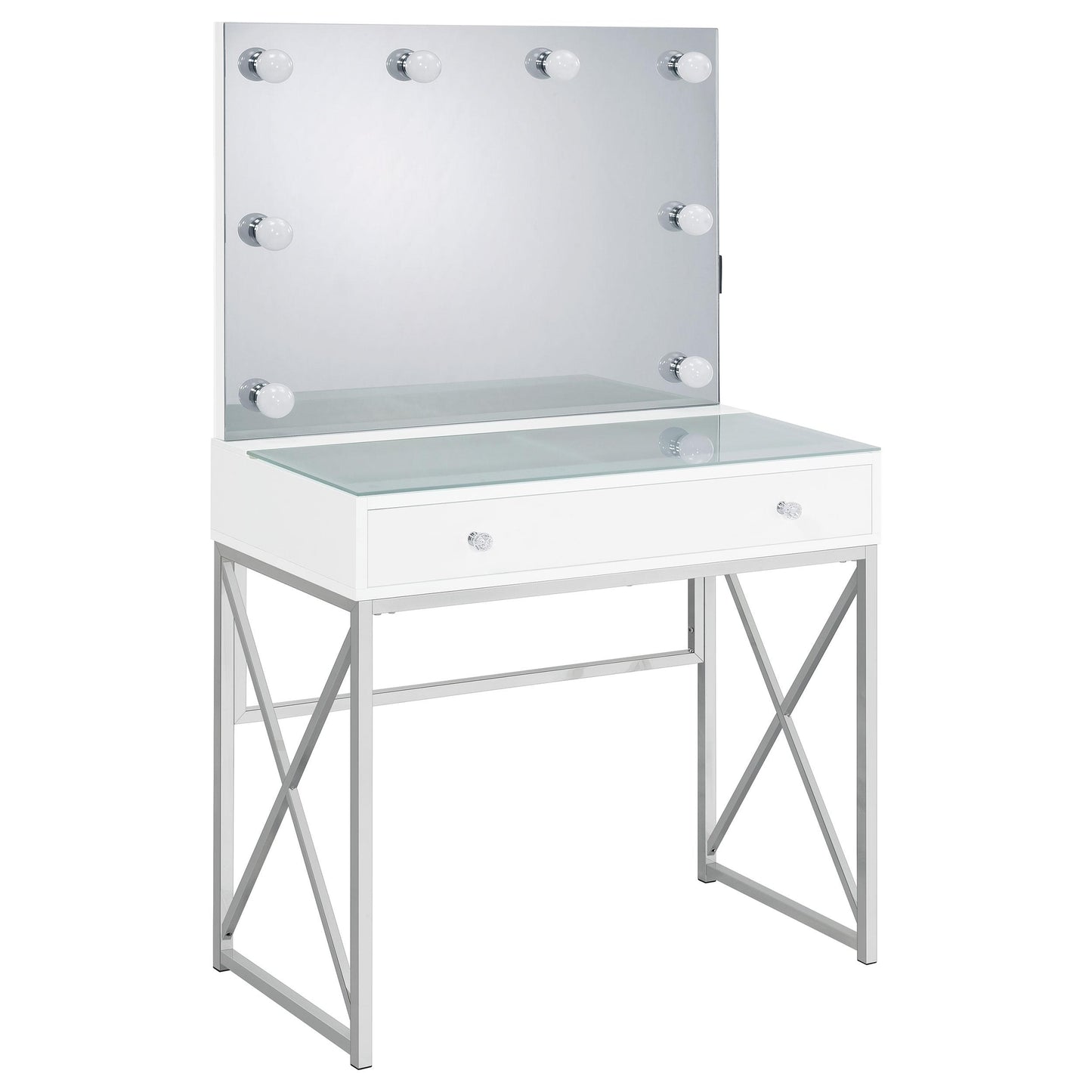 Coaster Furniture Eliza 936164 Vanity Set with Lighting & Stool - White and Chrome IMAGE 8