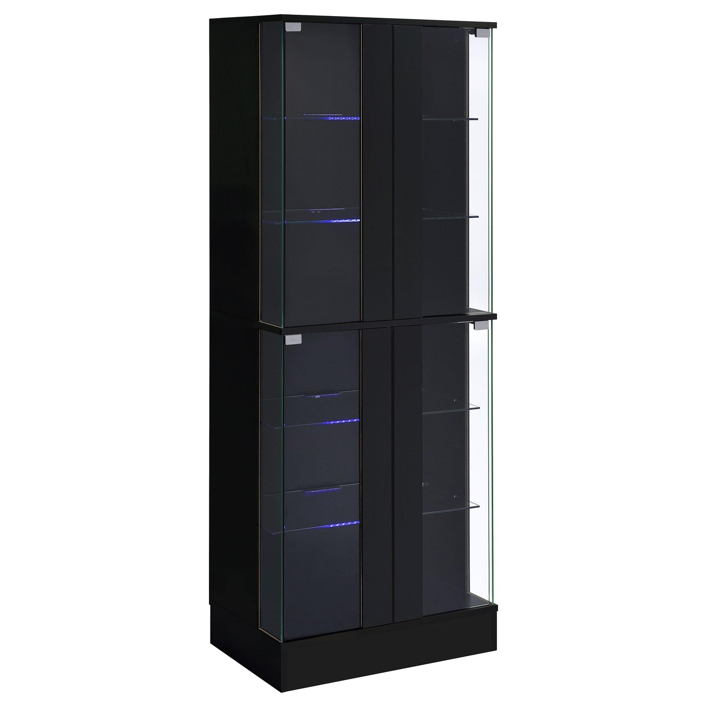 Coaster Furniture Cabra 950398 4-door LED Curio Display Cabinet - Black High Gloss IMAGE 4