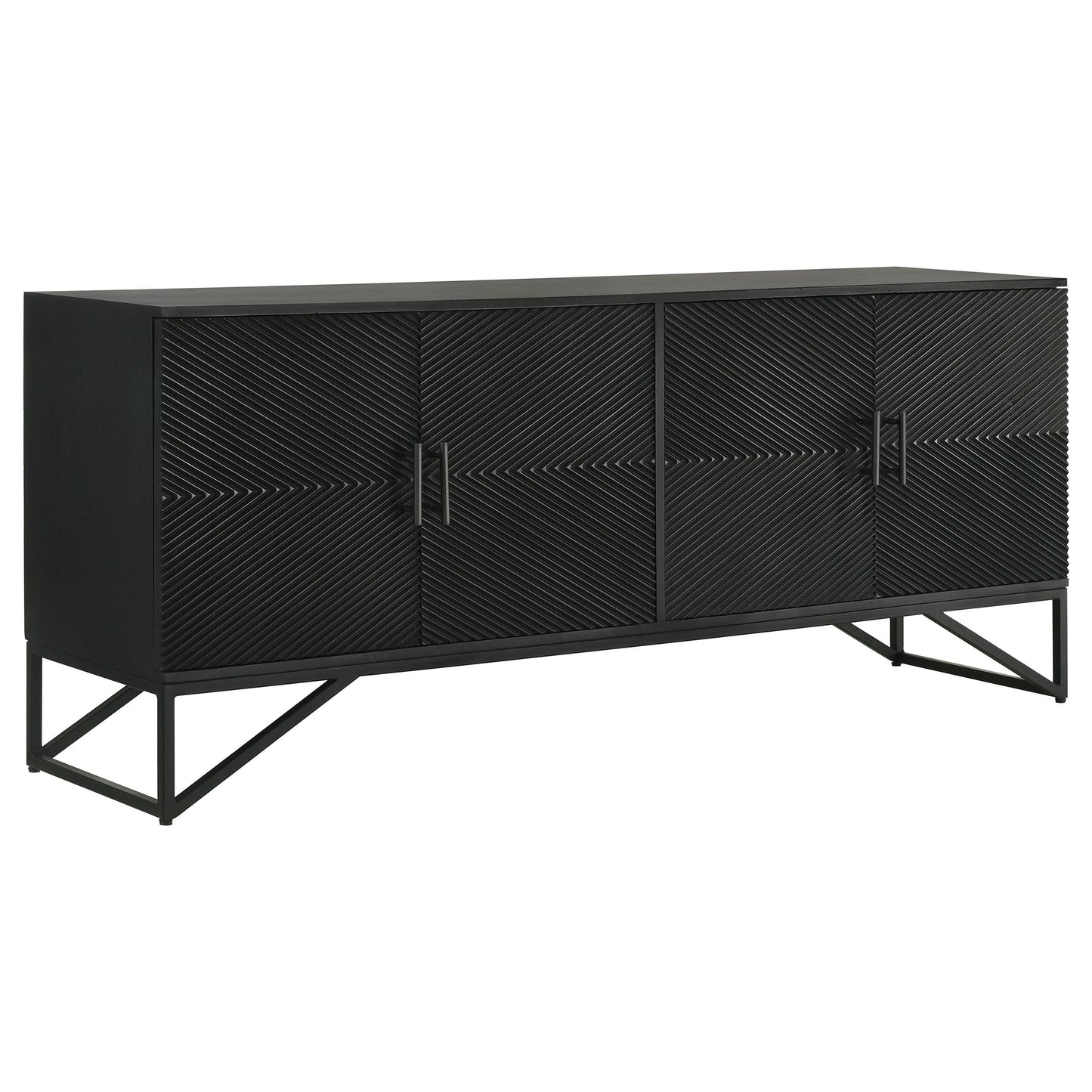 Coaster Furniture Riddell 959631 4-door Wood Reeding Accent Cabinet - Matte Black IMAGE 1