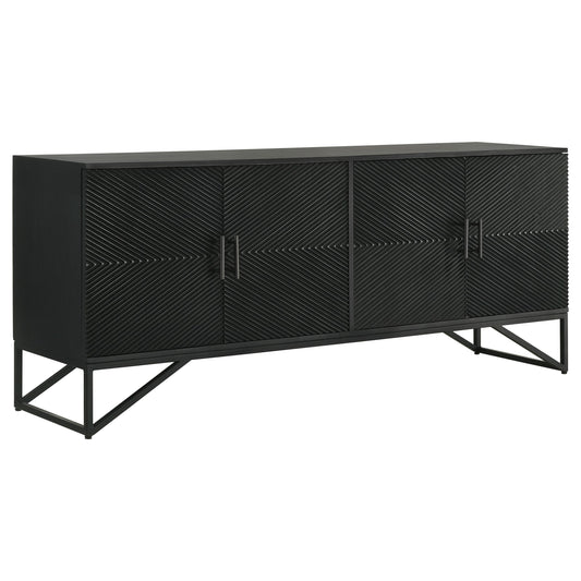Coaster Furniture Riddell 959631 4-door Wood Reeding Accent Cabinet - Matte Black IMAGE 1