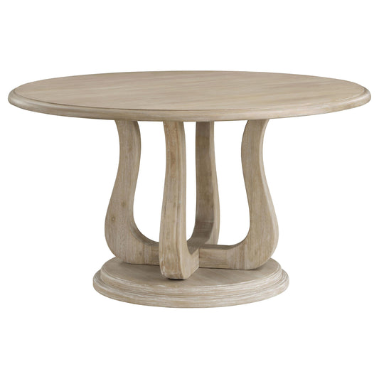 Coaster Furniture Trofello 123120 Round 60-inch Pedestal Dining Table - White Washed IMAGE 1