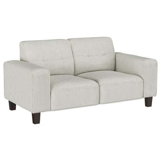 Coaster Furniture Deerhurst 509648 Upholstered Track Arm Tufted Loveseat - Greige IMAGE 1