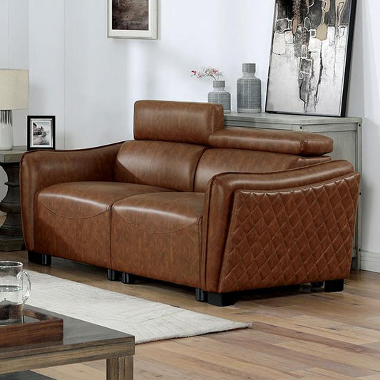 Furniture of America Holmestrand Stationary Leatherette Loveseat FOA6484BR-LV-PK IMAGE 1