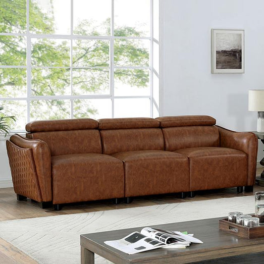 Furniture of America Holmestrand Stationary Leatherette Sofa FOA6484BR-SF-PK IMAGE 1