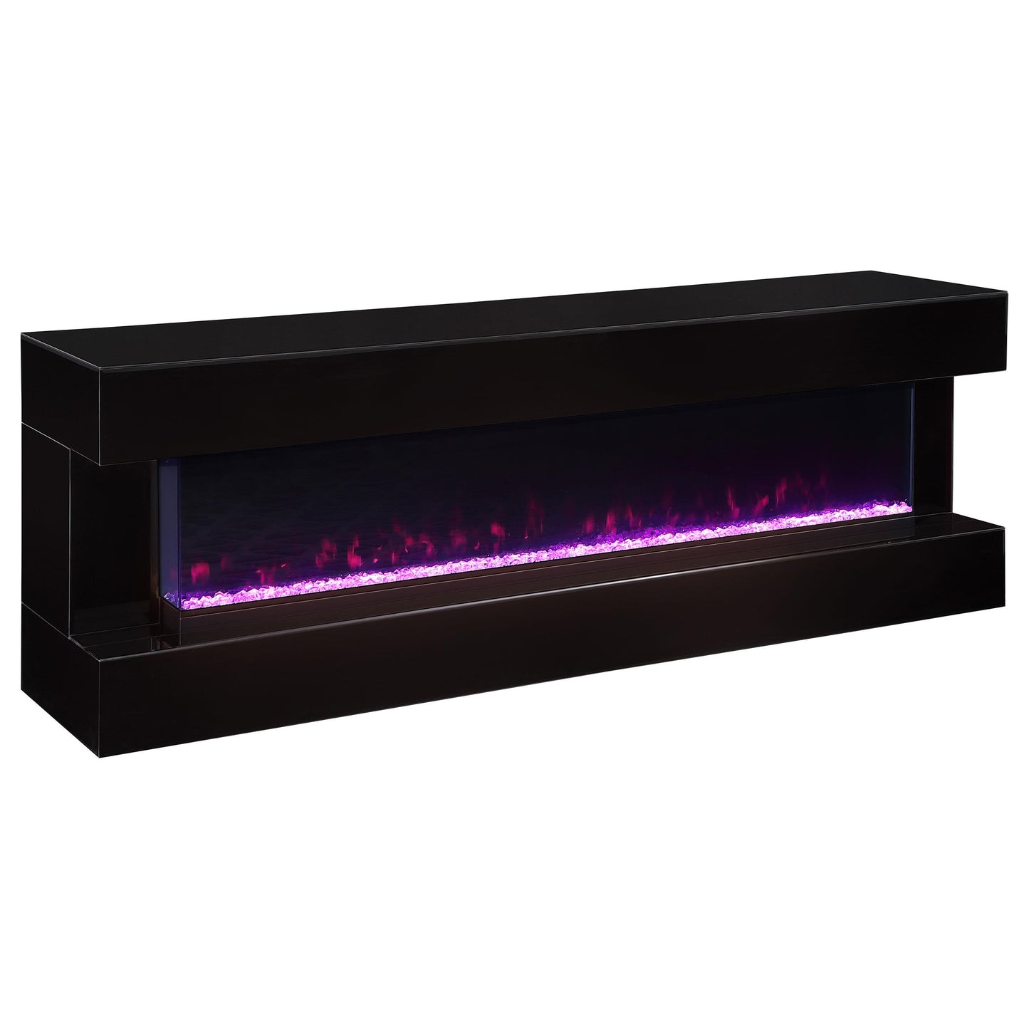 Coaster Furniture Vallerie 710022 71" TV Stand with Visual Flame Box - Black IMAGE 2
