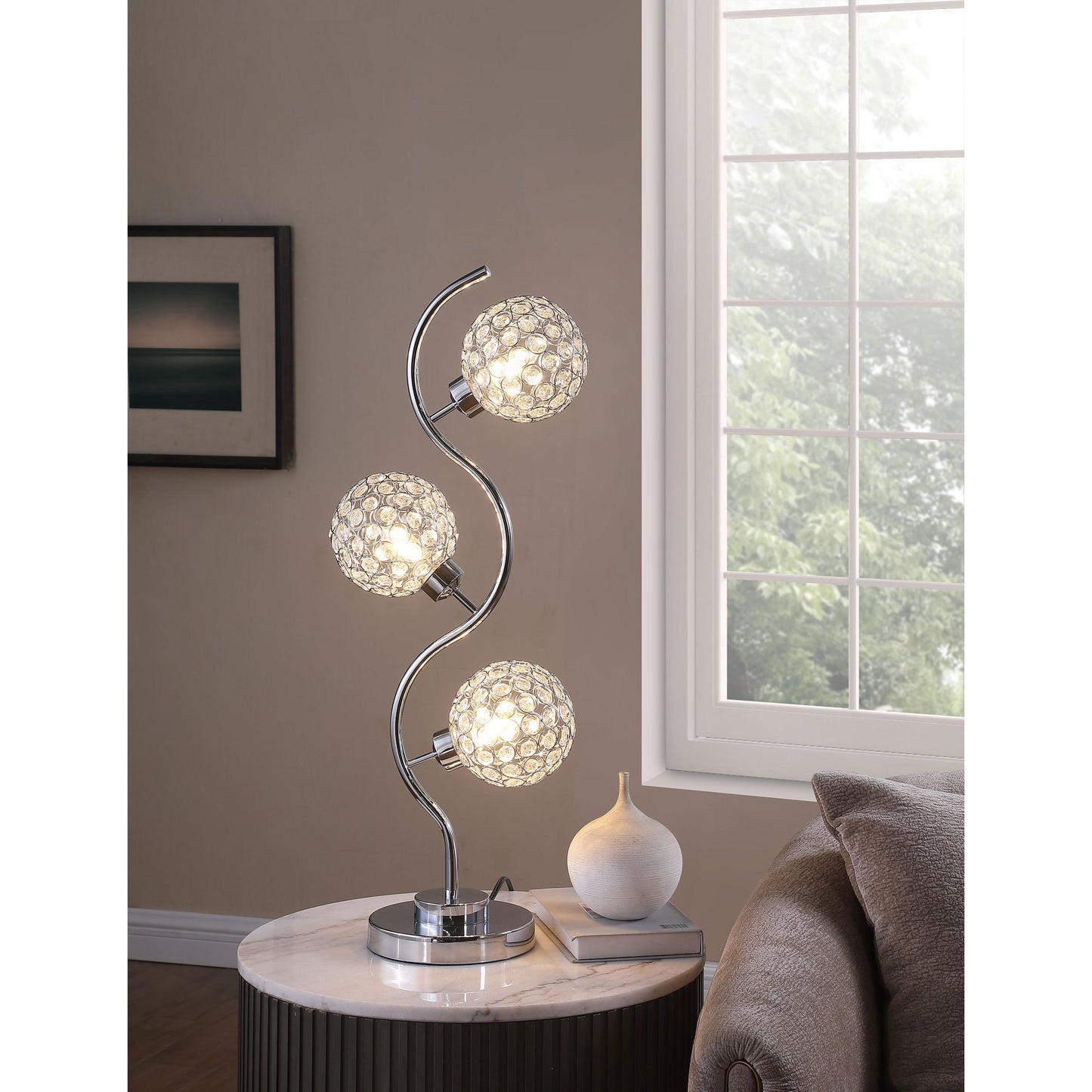 Coaster Furniture Amberley 920232 33-inch 3-light Curvy Metal Table Lamp - Silver IMAGE 6