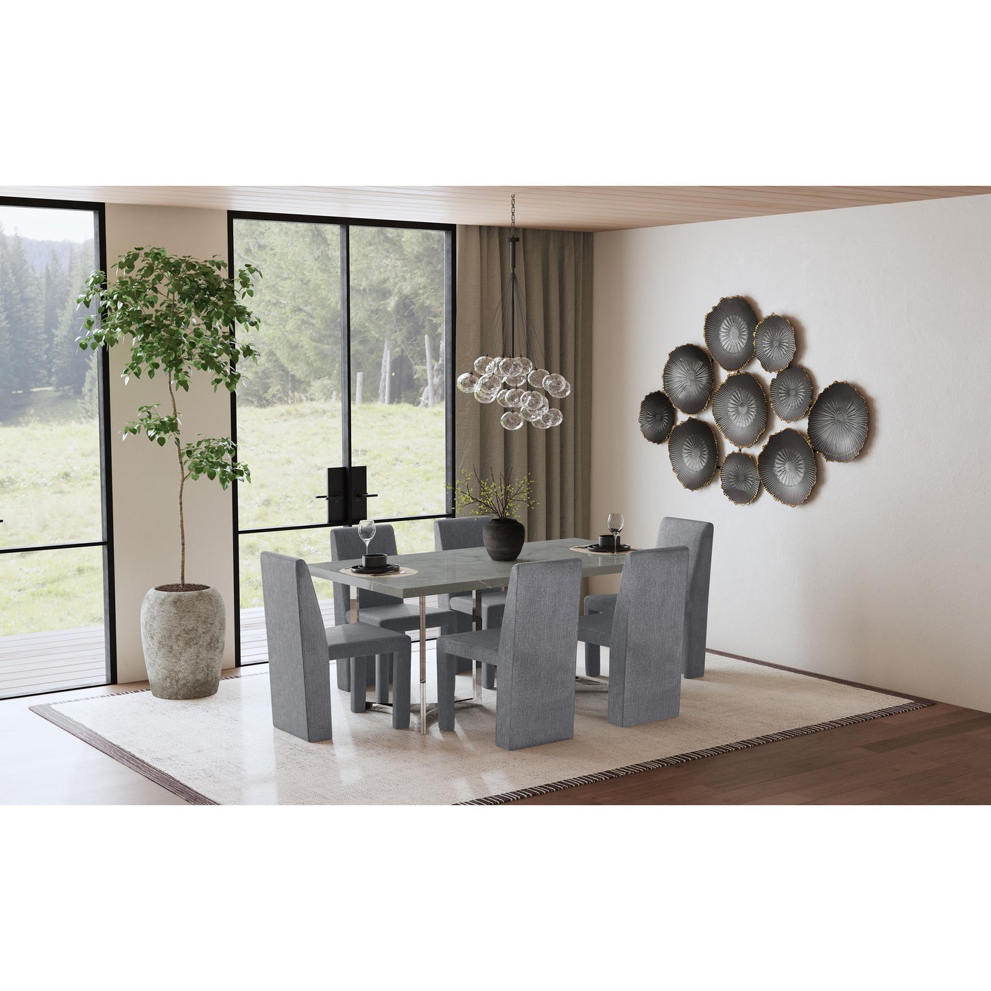 Coaster Furniture Sterling 108121 72-inch Rectangular Dining Table - Grey Faux Marble IMAGE 12