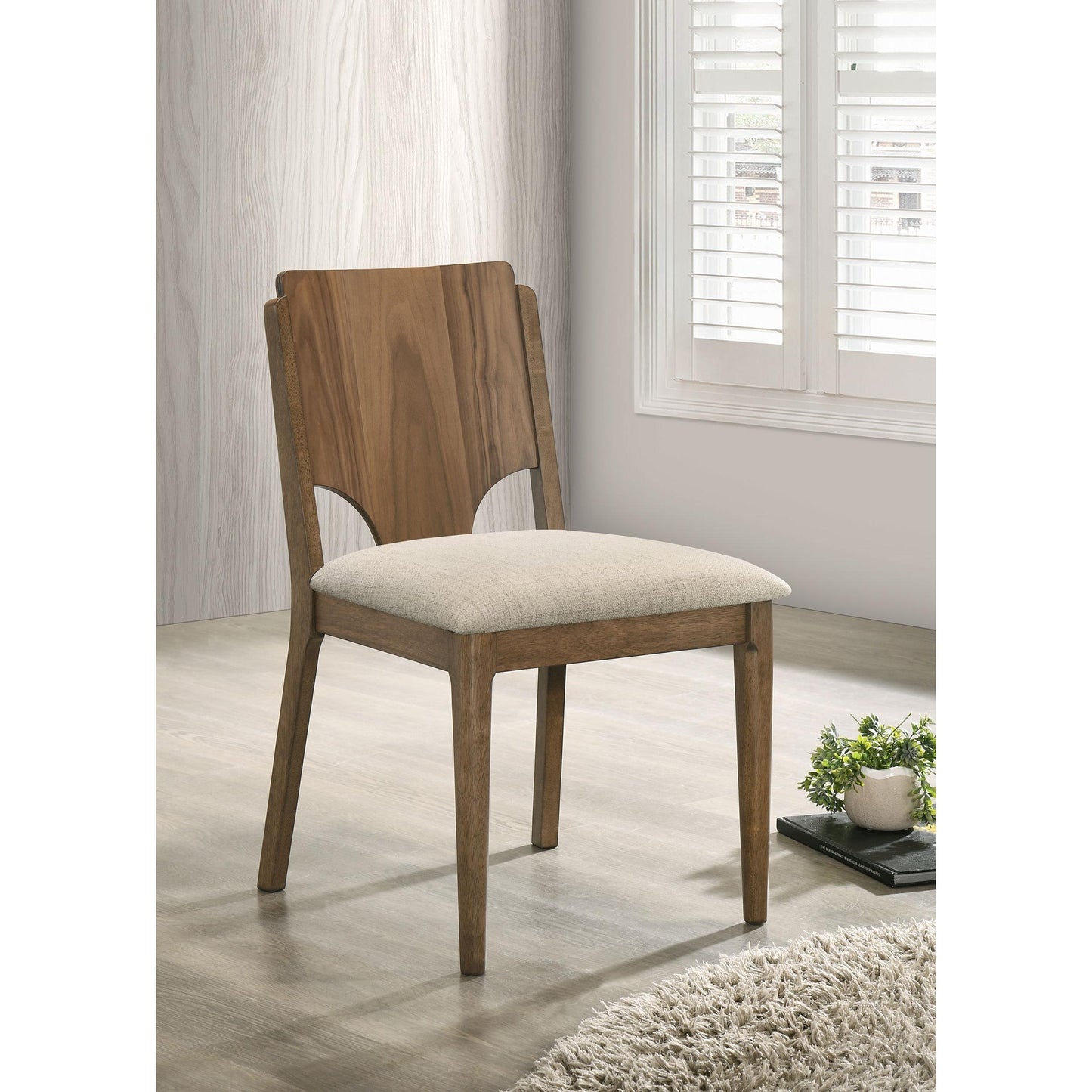 Coaster Furniture Crestmore 108572 Dining Chair - Upholstered Seat Walnut IMAGE 2