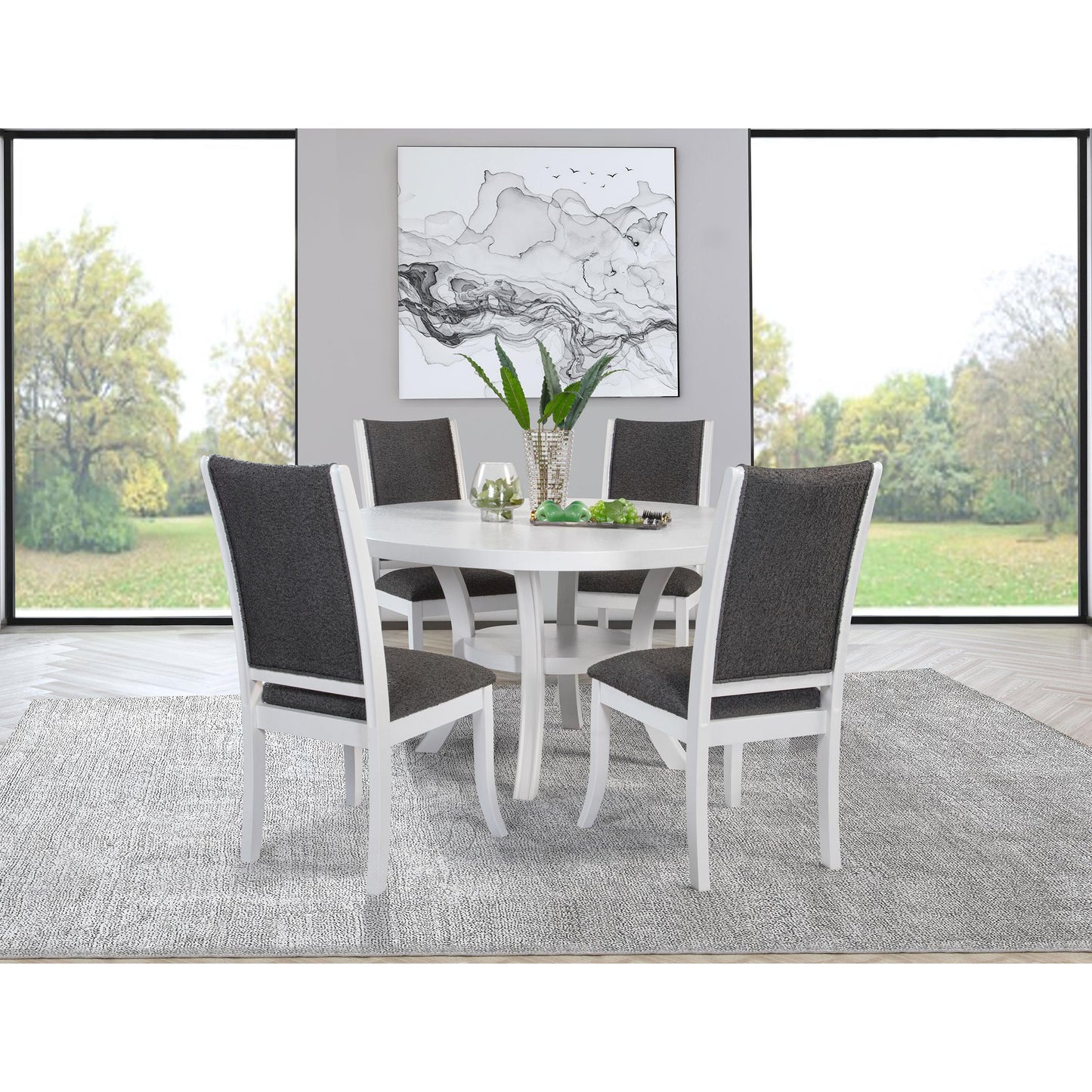 Coaster Furniture Judd 109330 54-inch Round Dining Wood Table with Shelf - Pearl White IMAGE 3