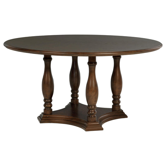 Coaster Furniture Landon 109400 60-inch Round Wood Pedestal Dining Table - Rich Brown IMAGE 1