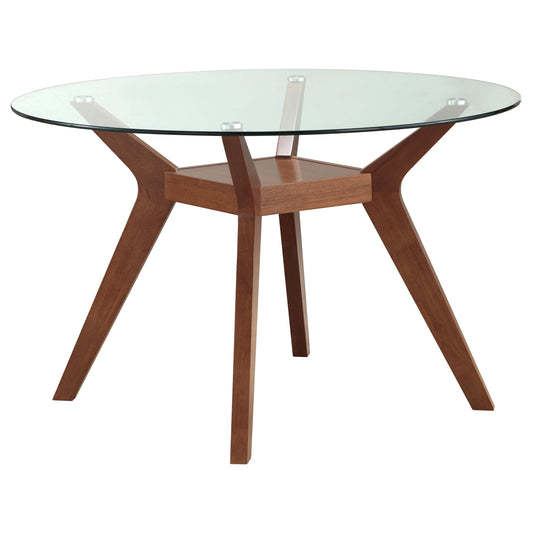 Coaster Furniture Paxton 122180BG Round 48-inch Glass Top Wood Dining Table - Nutmeg IMAGE 1