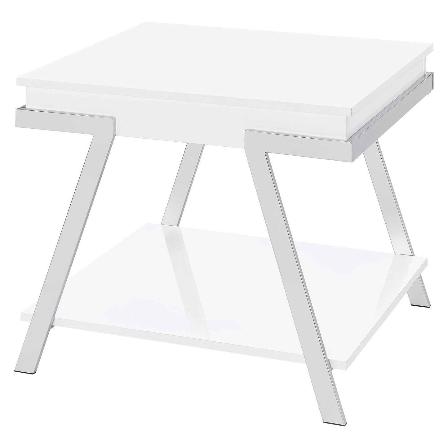 Coaster Furniture Marcia 708157 Rectangular Side End Table - White High Gloss IMAGE 4