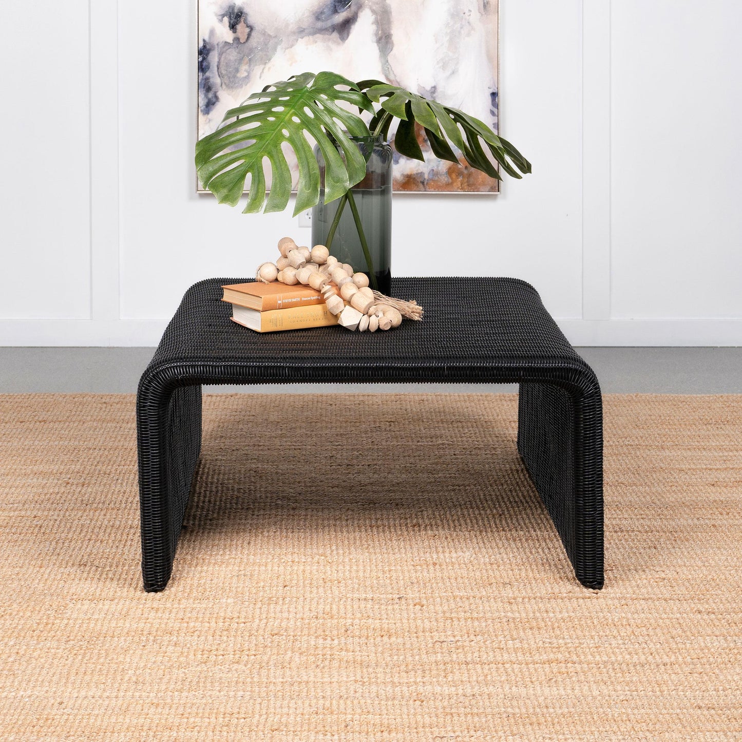 Coaster Furniture Cahya 708518 Woven Rattan Square Coffee Table - Black IMAGE 2