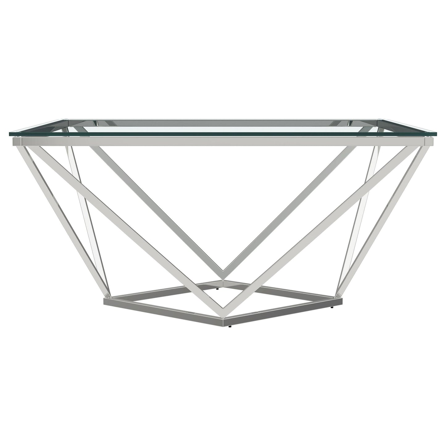Coaster Furniture Brittania 709738 Square Glass Top Geometric Coffee Table - Nickel IMAGE 5
