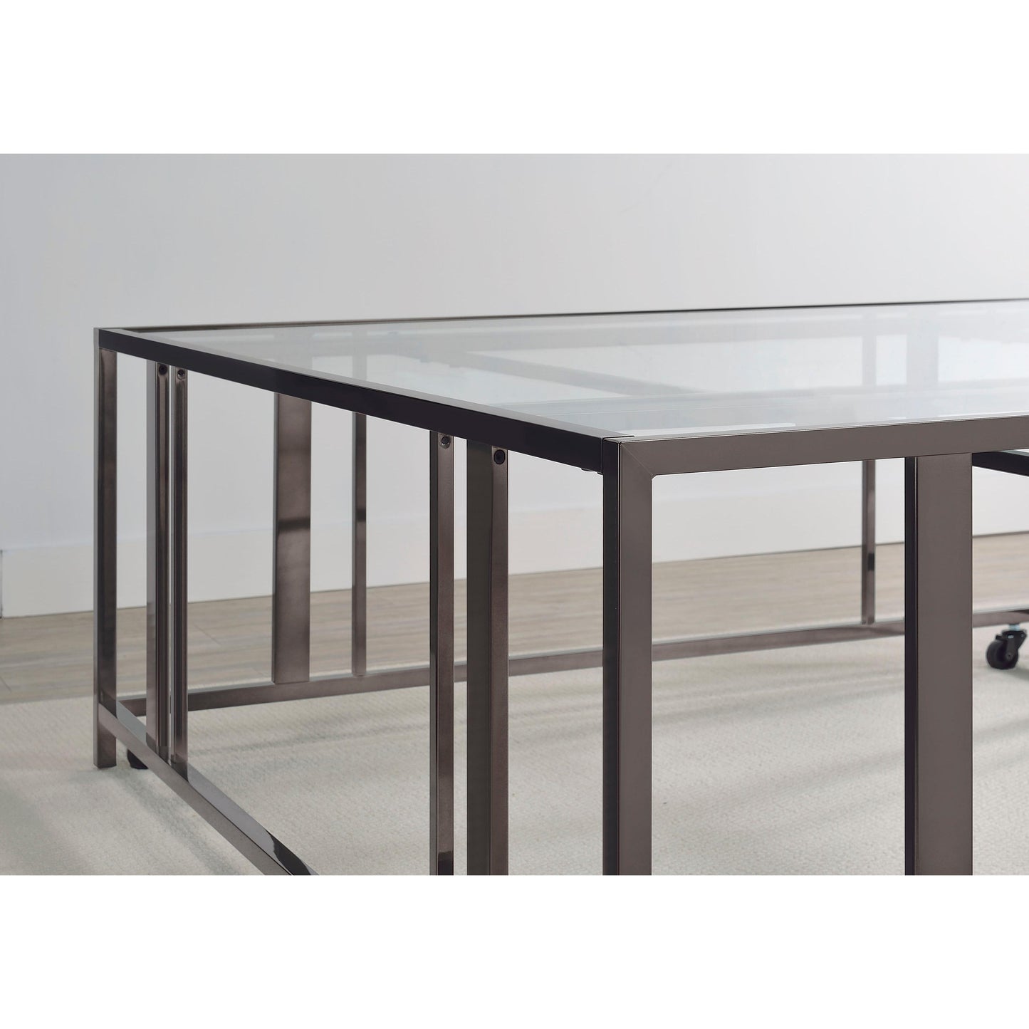 Coaster Furniture Adri 710178 Square Glass Top Coffee Table with Casters - Black Nickel IMAGE 6