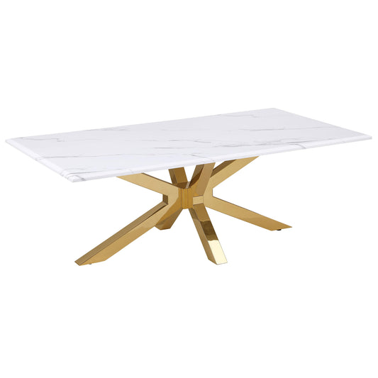 Coaster Furniture Visalia 710218 Faux Marble Top Stainless Steel Coffee Table - Gold IMAGE 1