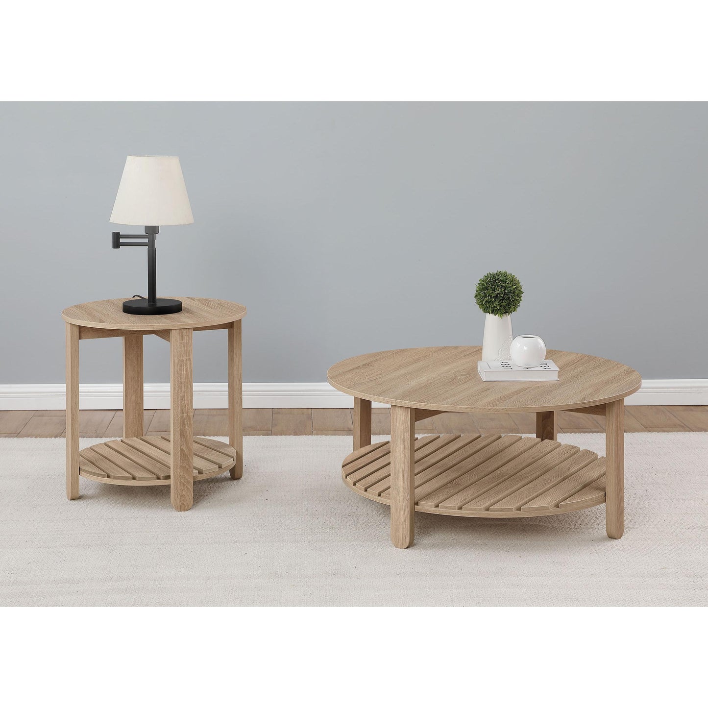 Coaster Furniture Fowler 710288 1-shelf Round Engineered Wood Coffee Table - Natural IMAGE 5