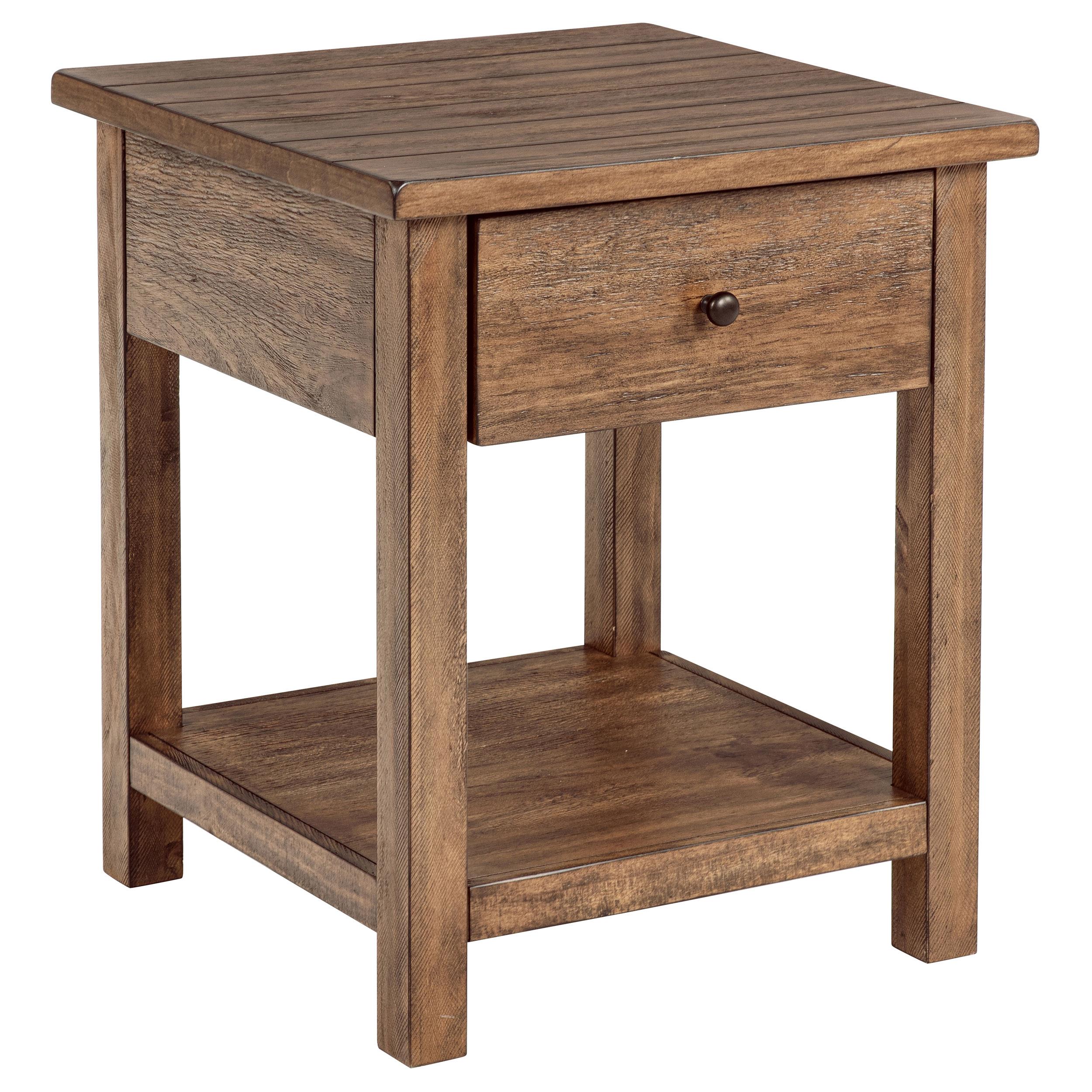 Coaster Furniture Payne 710547 1-Drawer Wood End Table with Shelf - Distressed Brown IMAGE 1