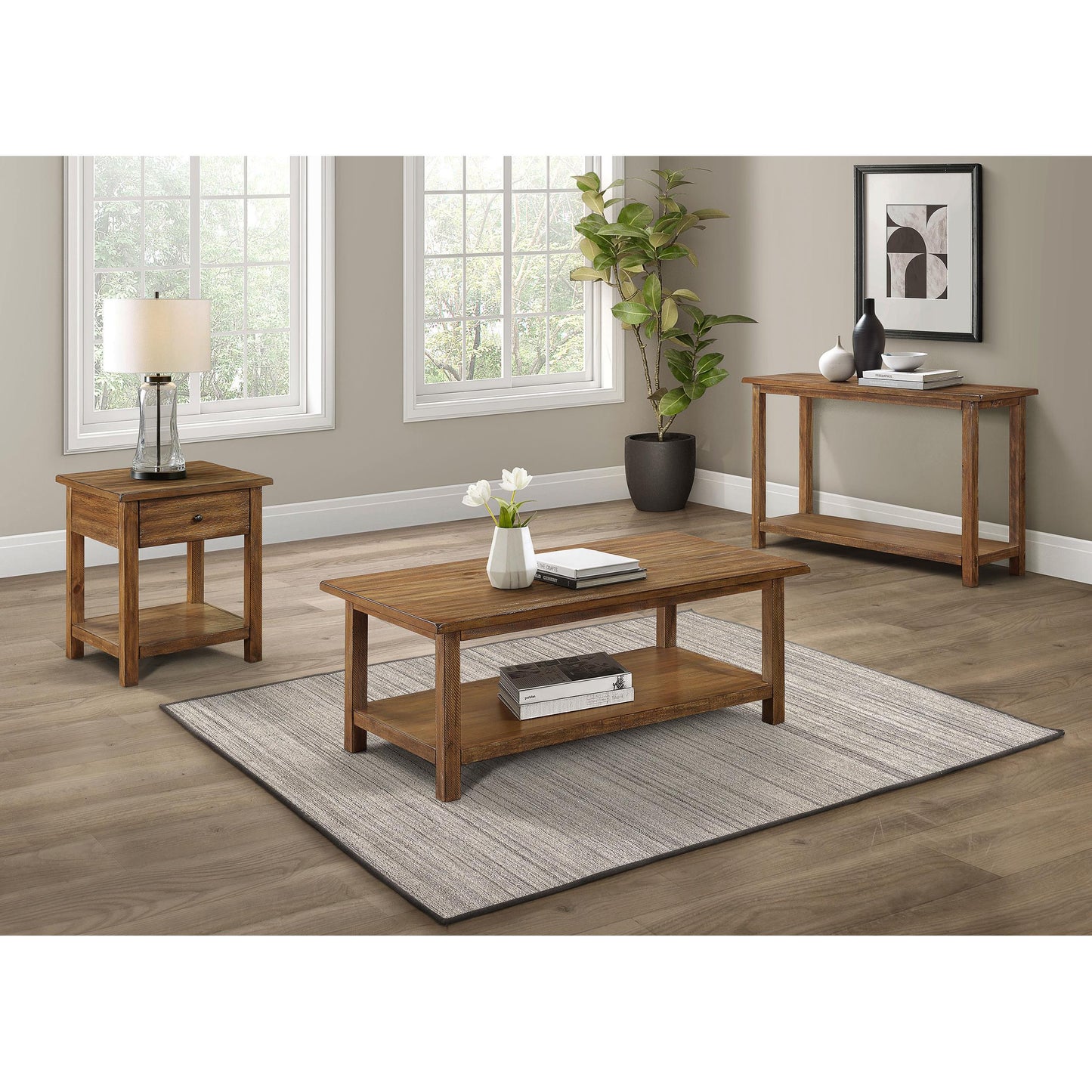 Coaster Furniture Payne 710547 1-Drawer Wood End Table with Shelf - Distressed Brown IMAGE 7