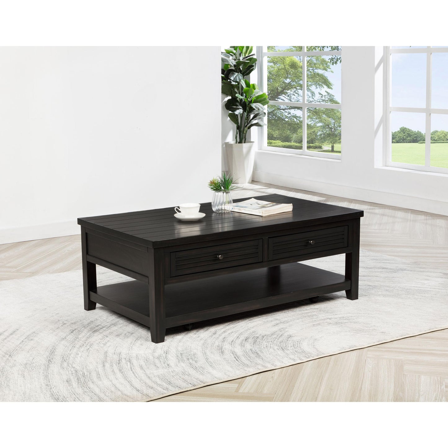 Coaster Furniture Concord 710578 2-Drawer Rectangular Coffee Table - Distressed Java IMAGE 2
