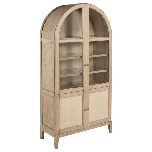 Coaster Furniture Kailani 109386 4-Door Cane Dining Vitrine Display Cabinet - Beige Oak IMAGE 1