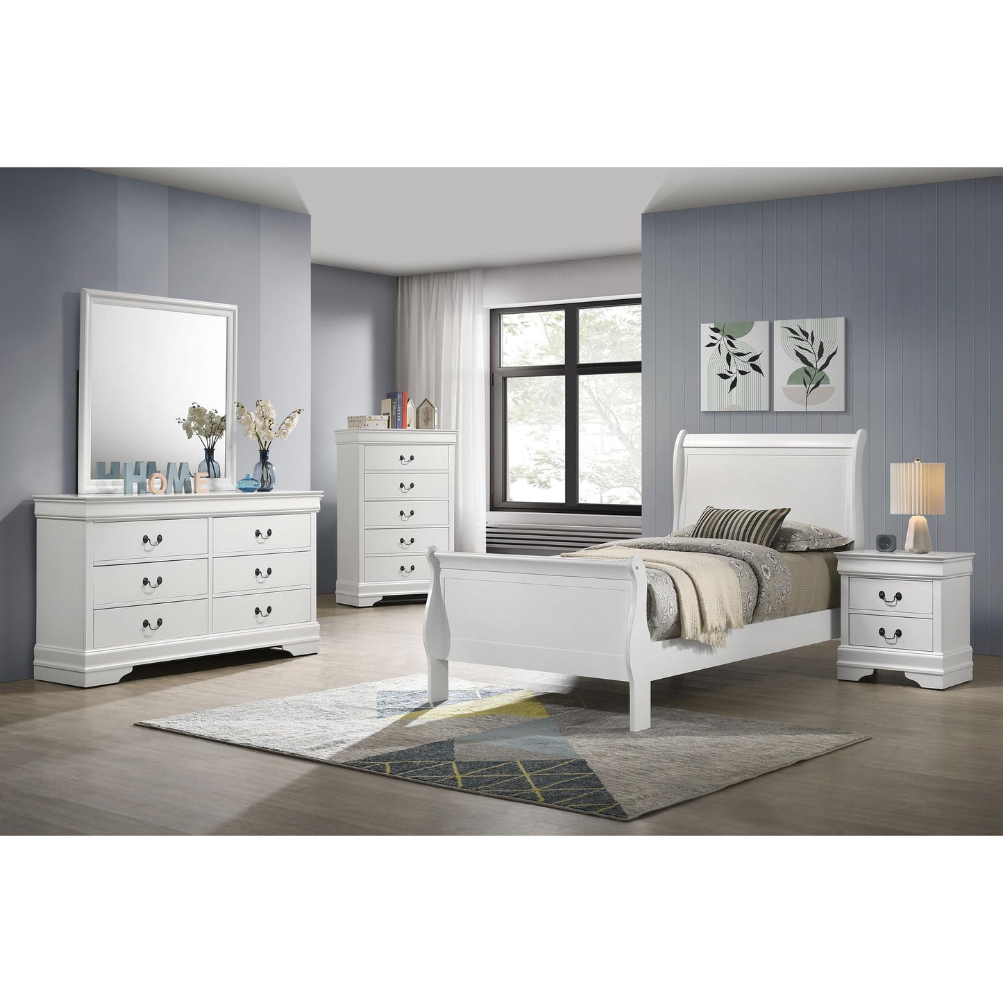 Coaster Furniture Louis Philippe 202441T 47-inch Twin Sleigh Panel Bed - White IMAGE 5