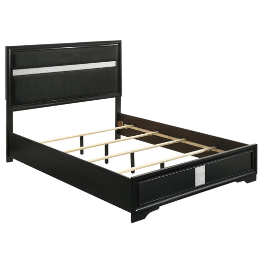Coaster Furniture Miranda 206360Q 54-inch Upholstered Queen Panel Bed - Black IMAGE 1