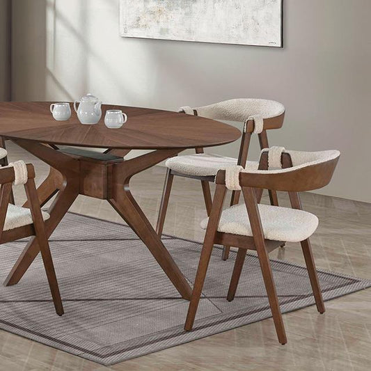 Furniture of America Ebikon FM3211WN-T Oval Dining Table IMAGE 1