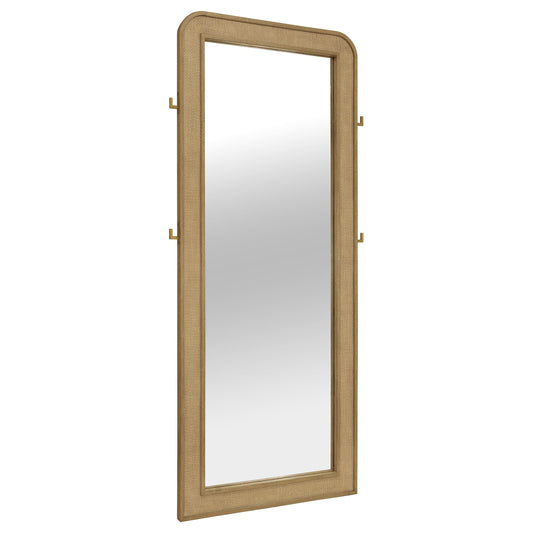 Coaster Furniture Arini 224309 Cane Weave Full Length Standing Floor Mirror - Sand Wash IMAGE 1