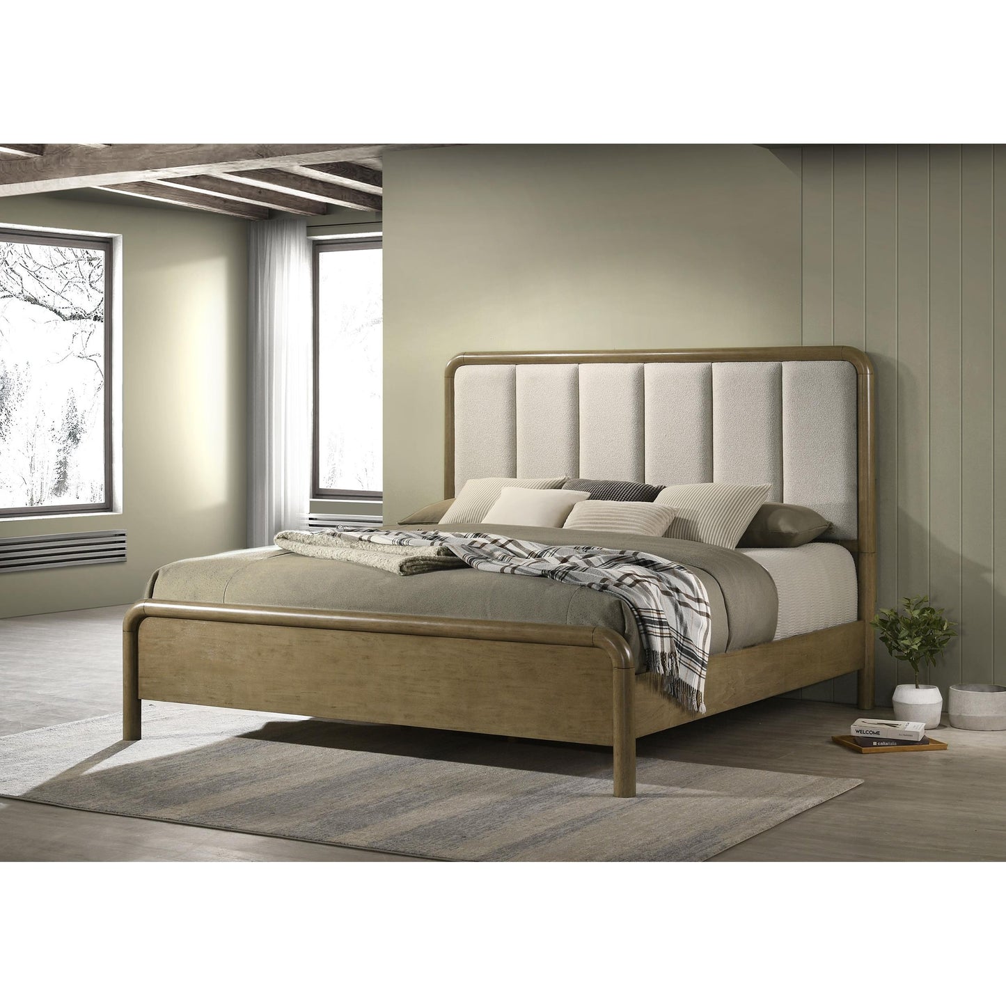 Coaster Furniture Amsbury 224271KE 59-inch Upholstered Eastern King Bed - Nutmeg IMAGE 4