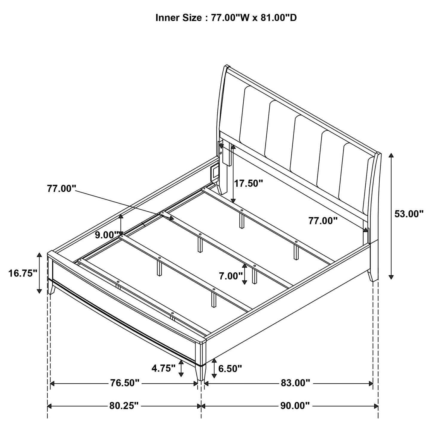 Coaster Furniture Granada 224921KE Upholstered Eastern King Panel Bed - Natural Pine IMAGE 6