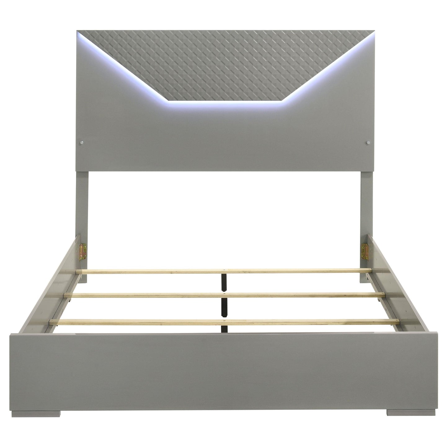 Coaster Furniture Ives 224971Q Queen Panel Bed LED Headboard - Grey High Gloss IMAGE 3