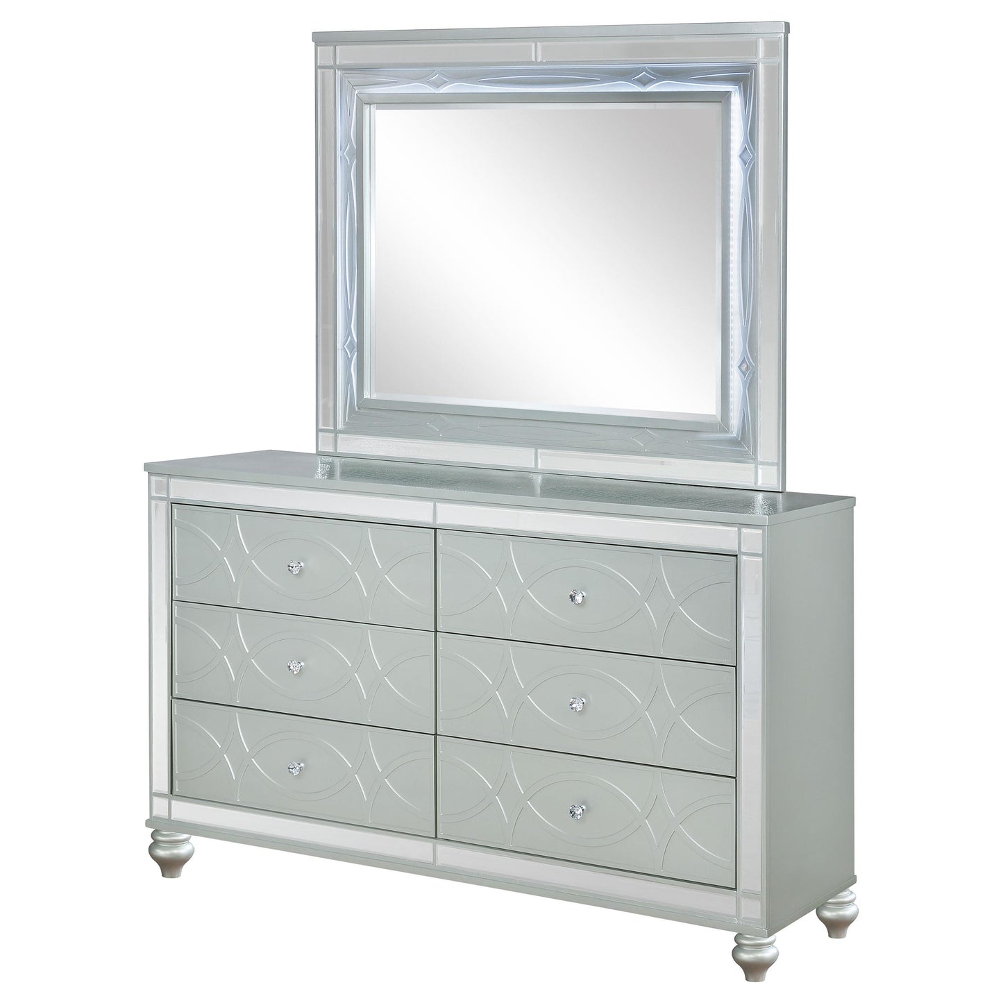 Coaster Furniture Gunnison 223213M 6-Drawer Dresser with Mirror - Silver Metallic IMAGE 3