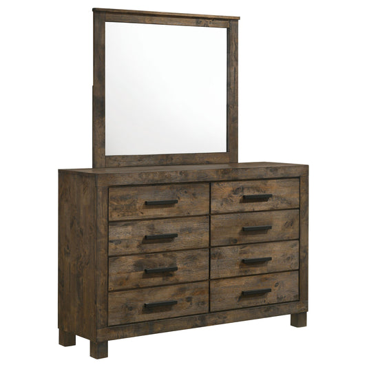 Coaster Furniture Woodmont 222633M 8-Drawer Dresser with Mirror - Rustic Golden Brown IMAGE 1