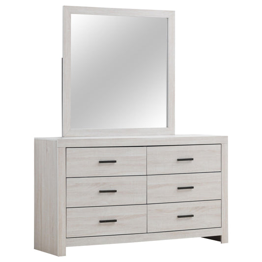 Coaster Furniture Brantford 207053M 6-Drawer Dresser with Mirror - Coastal White IMAGE 1