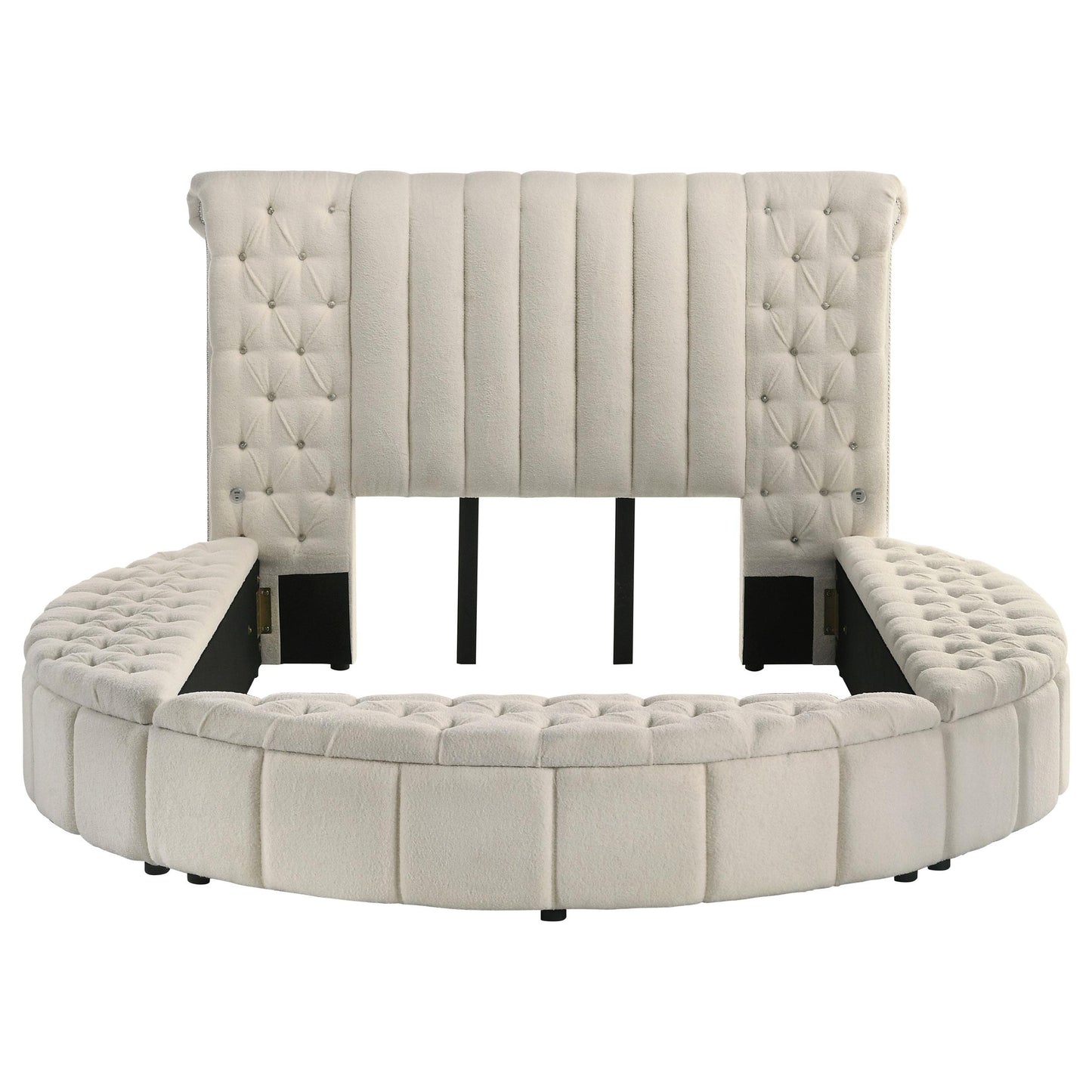 Coaster Furniture Sonya 360111Q Upholstered Queen Round Storage Bed - Ivory IMAGE 3